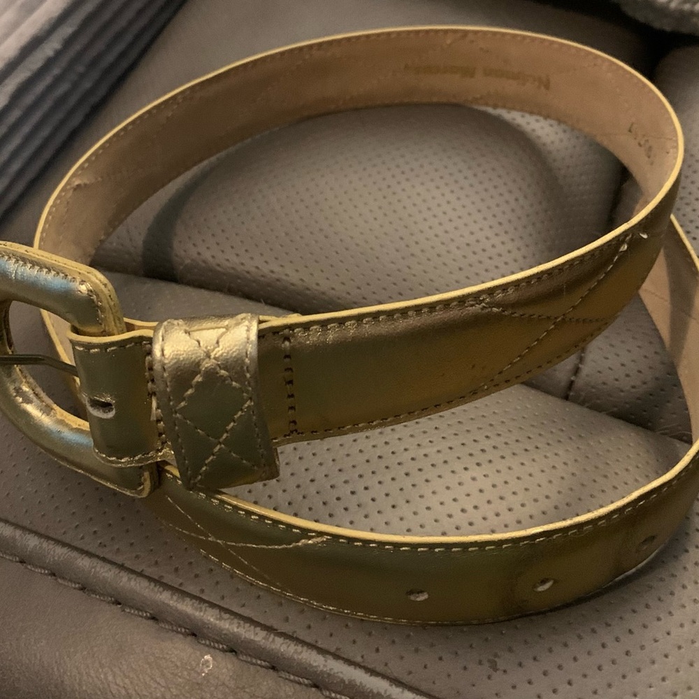 Vintage Neumann Marcus Gold Leather Belt- Size S